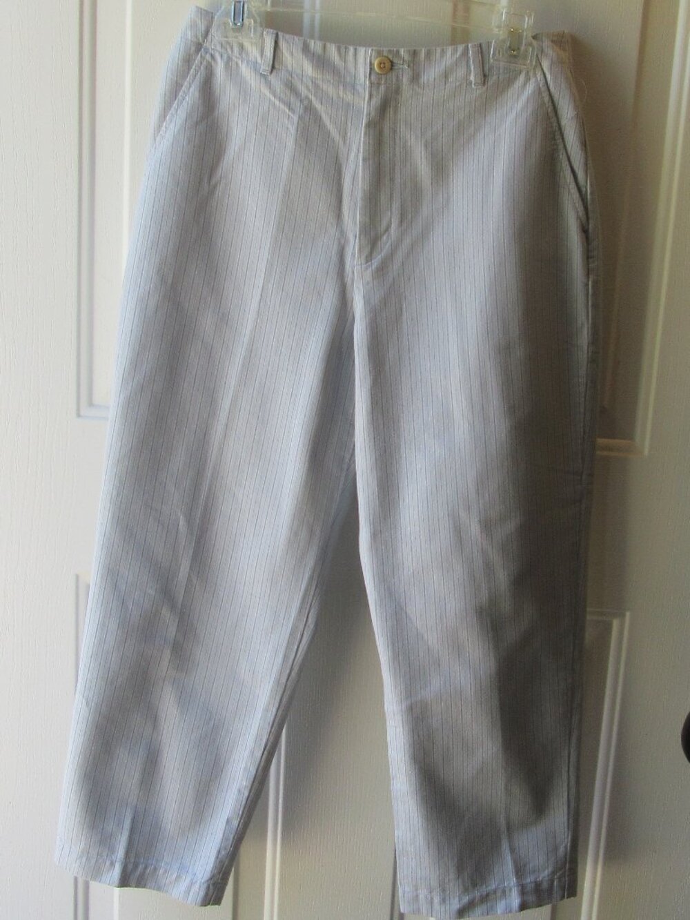Vintage Lands' End Light Blue Pinstriped Crop Chino pants size 8